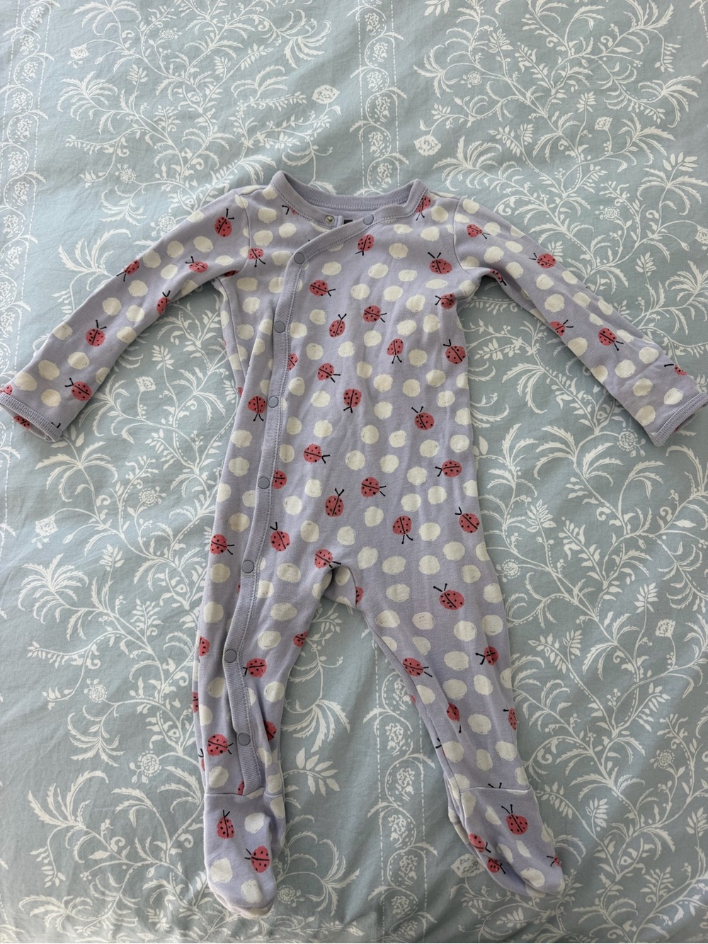 Tea Collection Lavender Footie with Red Ladybug Print